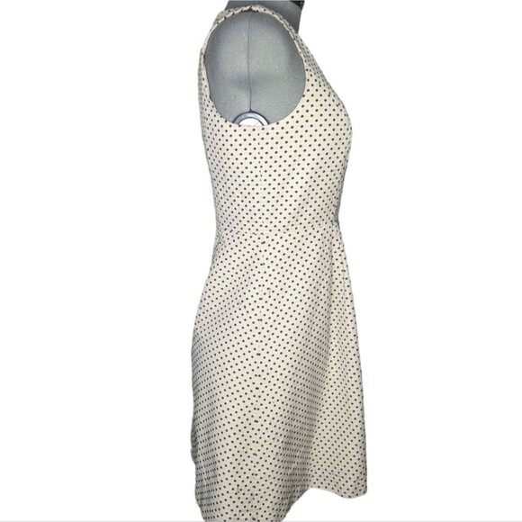 Women's Ann Taylor Cream and Black Sleeveless Fit and Flare Polka Dot Dress, 10 - Picture 2 of 7